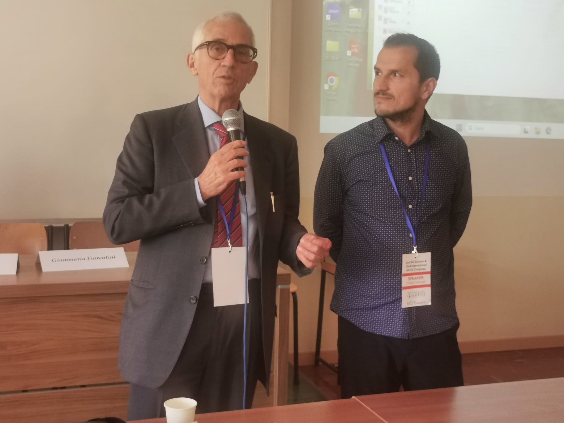 prof dr Giammaria Fiorentini - presedintele Societatii Italiene Hipertermie Oncologica & M.Sc. Gologan Cristian -fondator Societatea Romana Hipertermie Oncologica