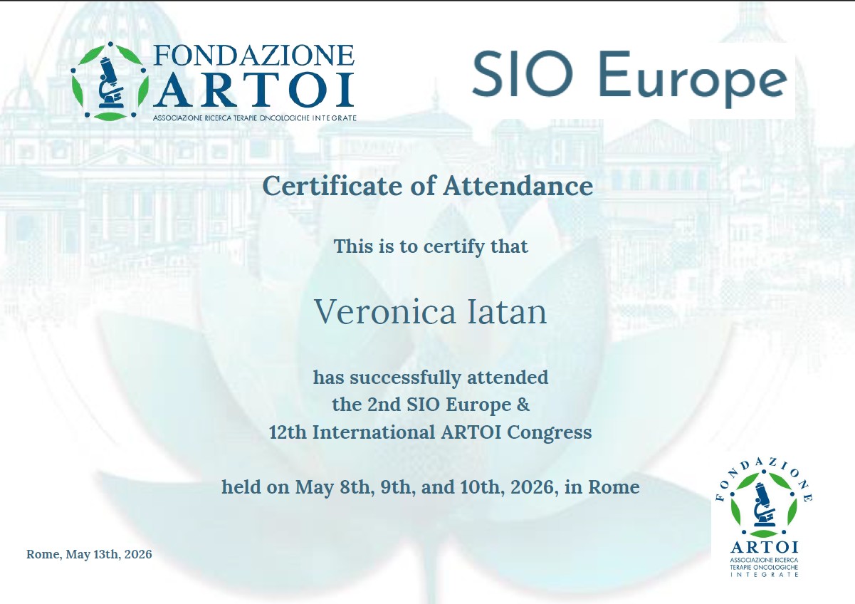certificate attendance SIIO hyperthermia Congress Rome 2026 dr. Iatan Veronica Societatea Romana Hipertermie Oncologica